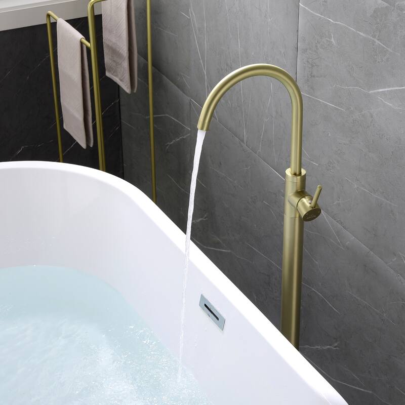 Freestanding Floor Mount 1-Handle Bath Tub Filler Faucet