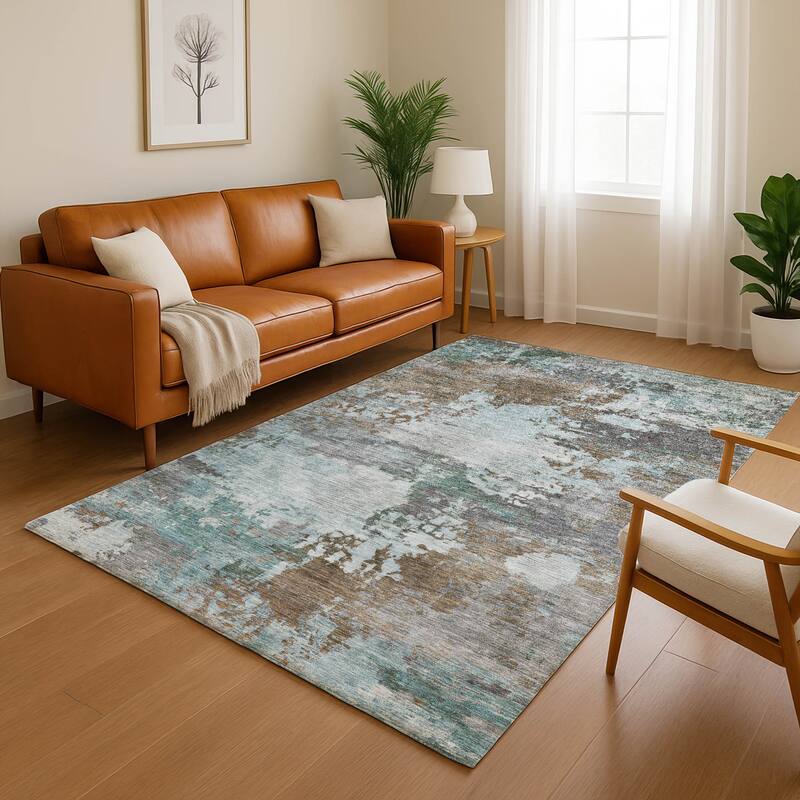 Premium Washable Super Soft Abstract Contemporary Mayfield Rug - Brown - 9' x 12'