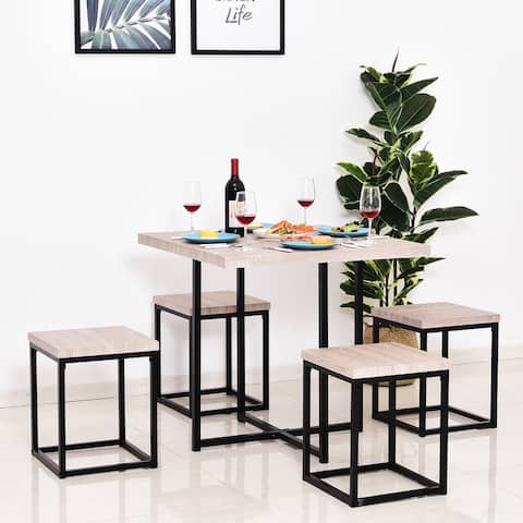 Porch & Den Penn Wood Steel Compact 5-piece Dining Table Set