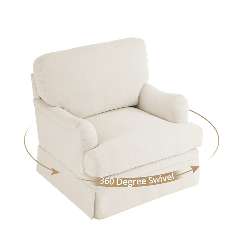 LUE BONA Deep Seat Single Sofa Fabric Swivel Armchair, Single-Seater Living Room Accent Chair