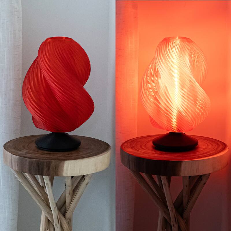Vega 13.5" Mid-Century Coastal Plant-Based PLA 3D Printed Dimmable LED Table Lamp, by JONATHAN Y