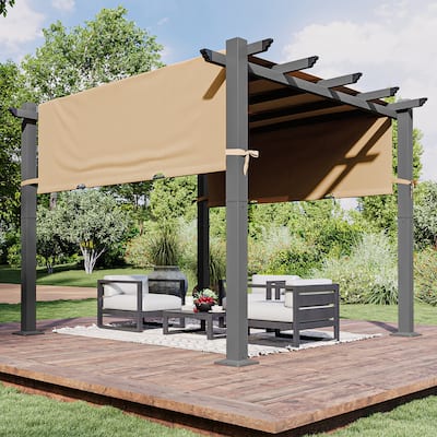 Outdoor Pergola, Retractable Adjustable Roof, Aluminum Sun Shade Canopy