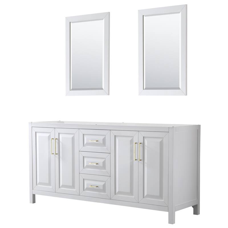 Wyndham Collection Daria 71" Double Free Standing Vanity Cabinet - - White / Brushed Gold Hardware