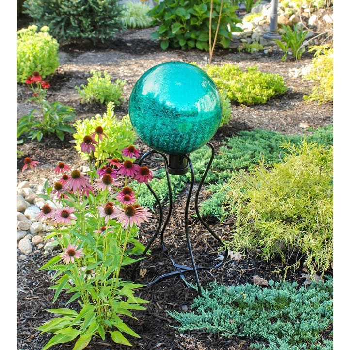 Achla Designs Daffodil Gazing Globe Ball Stand, 21.5 Inch Tall, Black Powder Coat Finish