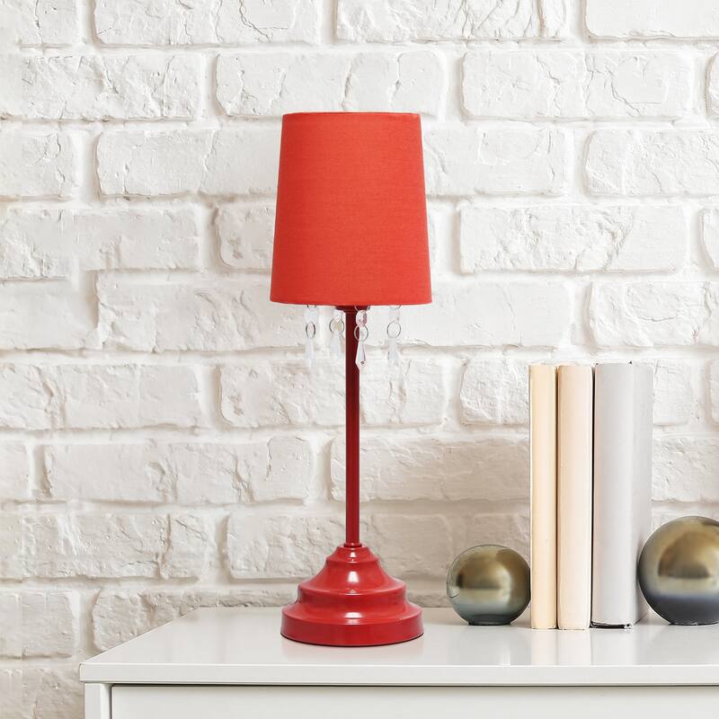 17.25 in. Red Finish Table Lamp with Red Shade, Sturdy Table Lamp for Living Rooms and Bedrooms