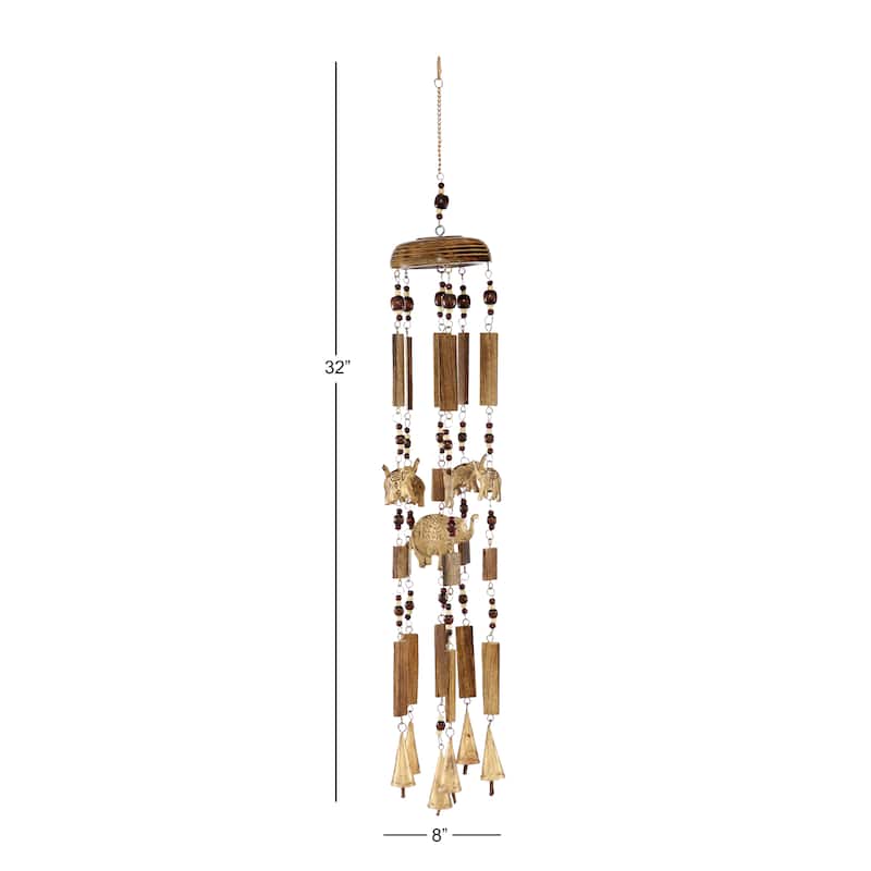 Brown Wood Coastal Windchime 12 x 1 x 26