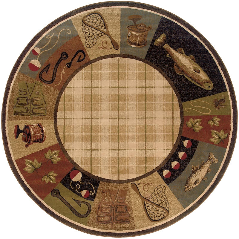 Style Haven Hearthstone Lodge Beige/ Black Area Rug - 7'8" Round - Round