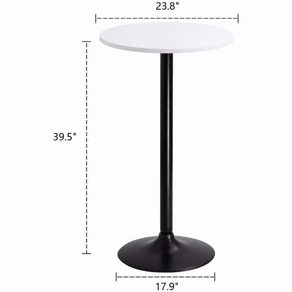 dimension image slide 1 of 4, Homall Bistro Pub Table Round Bar Height Cocktail Table Metal Base MDF Top Obsidian Table with Black Leg 23.8inch Top