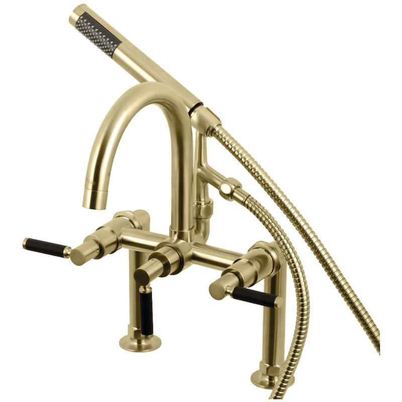 Kingston Brass Kaiser Deck Mounted Clawfoot Tub Filler with Built-In - Brushed Brass