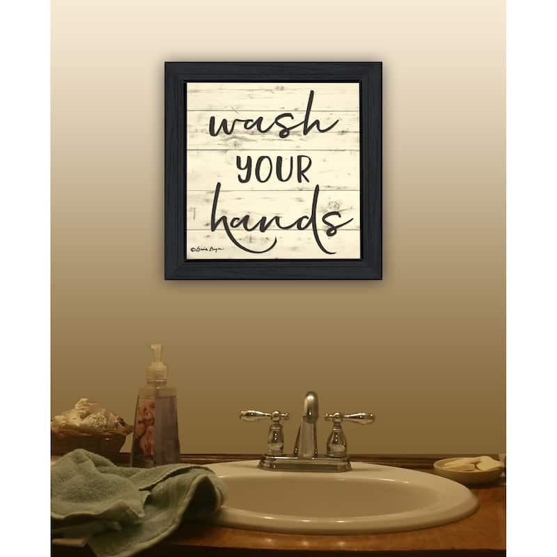 TrendyDecor4U "Wash Your Hands" Framed Print Wall Art