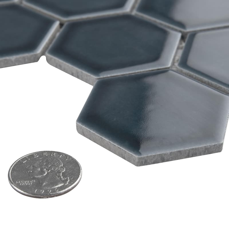 Merola Tile Tribeca 2" Hex Glacier Blue 6" x 6" Porcelain Floor and Wall Tile