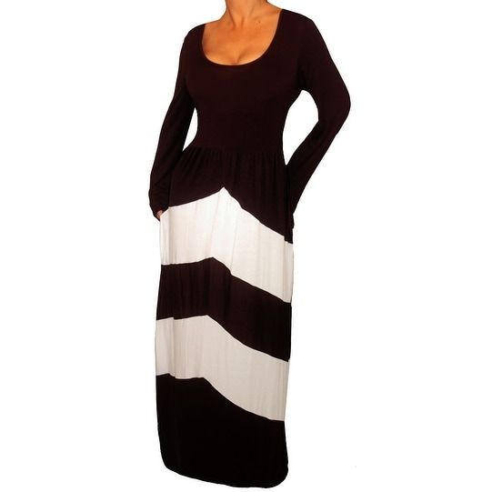 Funfash Plus Size Dress Black White Chevron Slimming Womens Maxi Dress