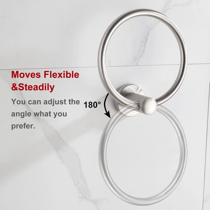 2-pack 304 stainless steel towel ring wall mounted bathroom towel rack round towel rack