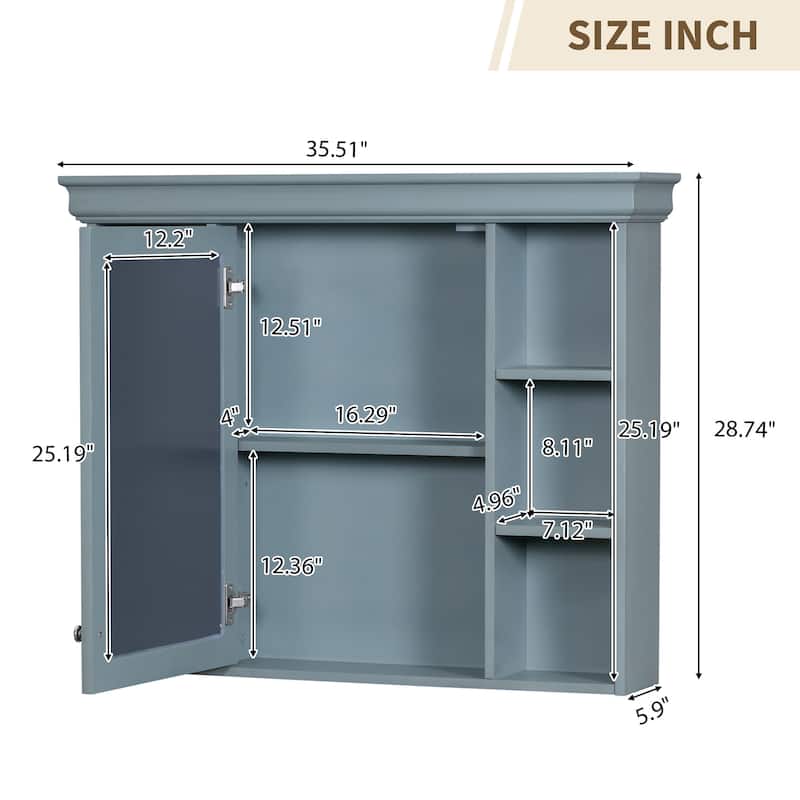 Wall Mounted Bathroom Storage Cabinet with Mirror Door