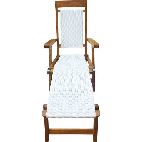 Shop Chic Teak Narmada Teak Wood And Woven Steamer Chair White Overstock 31292301