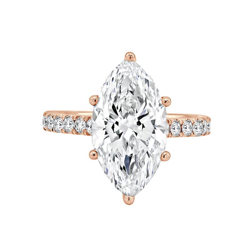 Auriya 14k Gold 5 3/5ctw Lab grown Marquise Hidden Halo Diamond Engagement Ring (F-G VS)