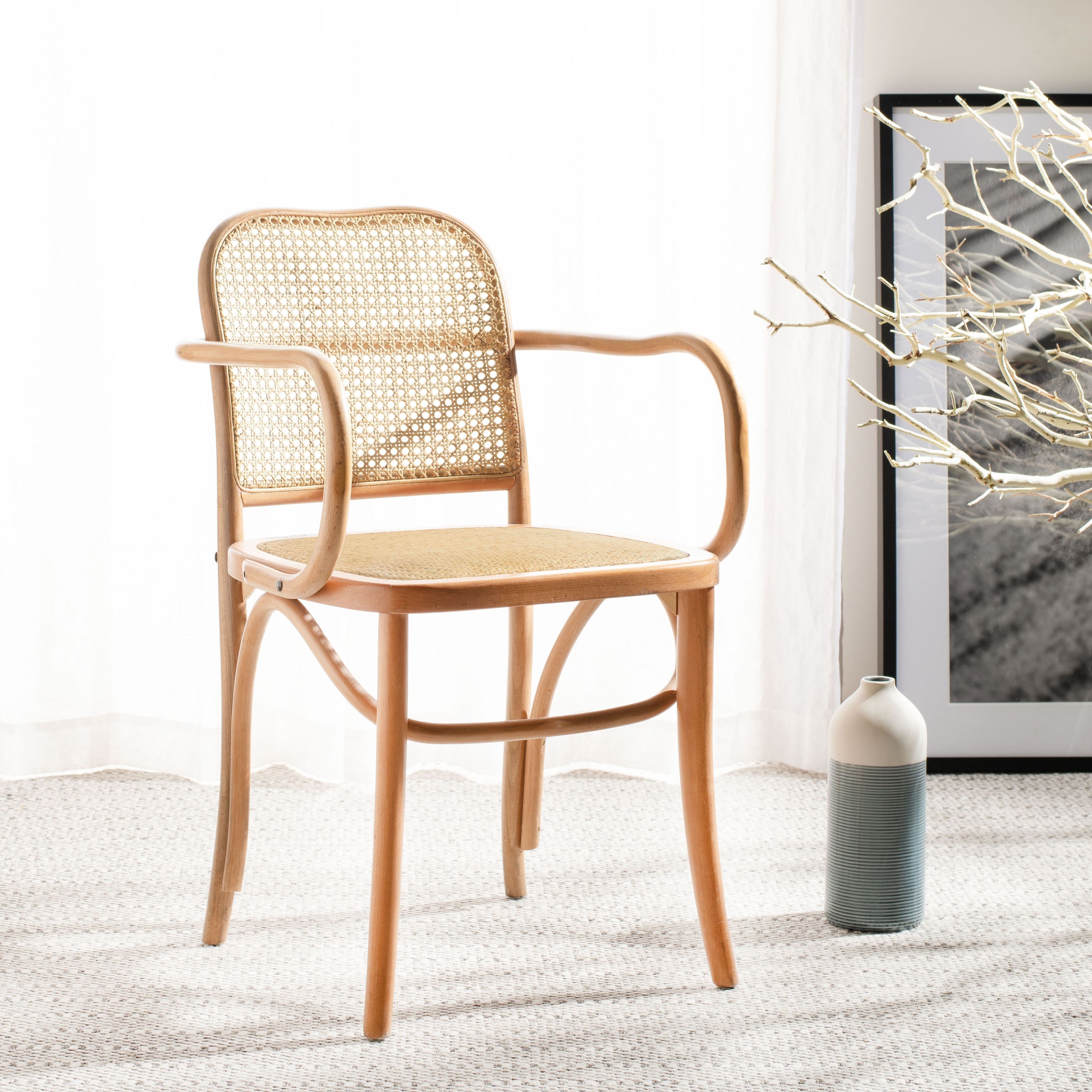 SAFAVIEH Keiko Modern Natural Cane Dining Chair 21.3 x 19.9 x 31.9