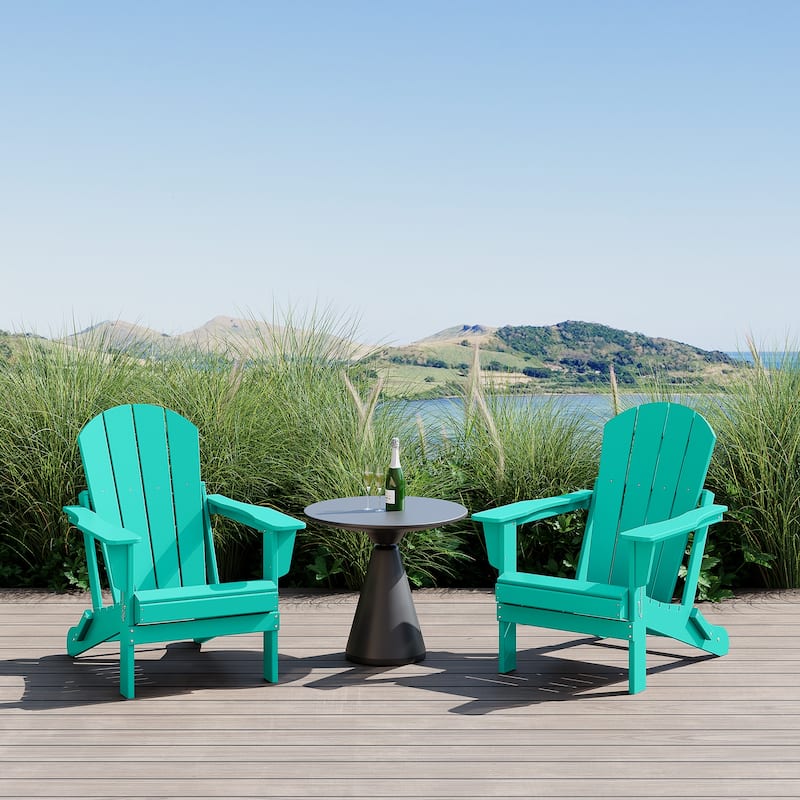 Polytrends Laguna Weather Resistant Outdoor Patio Folding Adirondack Chairs (Set of 2)