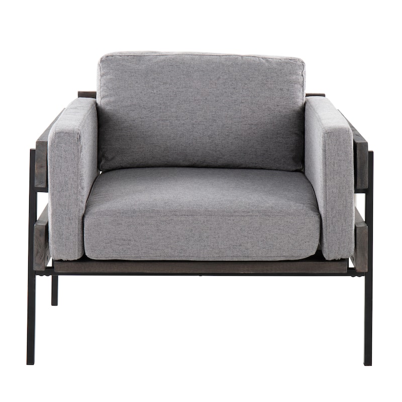 Carbon Loft Kari Accent Chair - Light Grey Fabric/Grey Wood/Black Metal