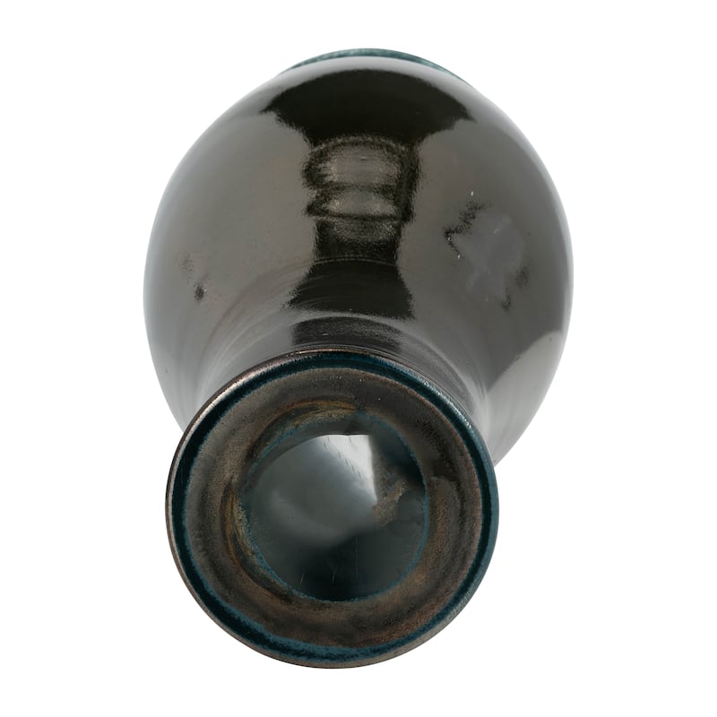 Sagebrook Home Handcrafted Glass Vase - Sleek Decorative Accent for Modern and Glam Styles