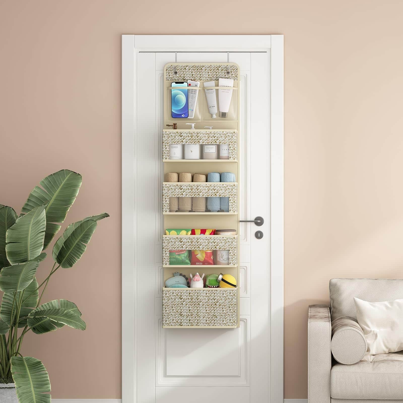 2 Pack 5Shelf Over The Door Hanging Organizer, 4 Big Pocket Storage