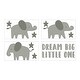preview thumbnail 2 of 2, Elephant Peel and Stick Wall Decal Stickers Art Nursery Decor (Set of 4) - Gray White Dream Big Safari for Grey Mint Collection