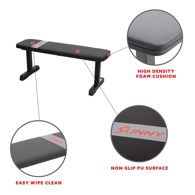 Sunny Health Fitness Flat Weight Bench