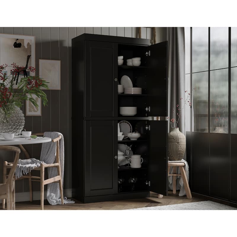 Palace Imports 100% Solid Wood Pantry Cabinet, Raised Panel Doors, Adjustable Shelves, 32" Wide, 71.5" Tall - 32" x 71.5"