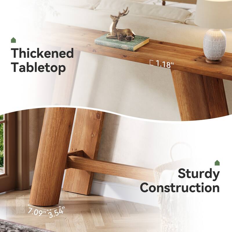 70.9" Long Farmhouse Solid Wood Console Sofa Table for Living Room