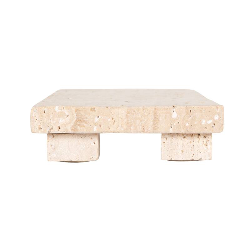Travertine Footed Charcuterie Board - 12.0"L x 4.0"W x 1.3"H