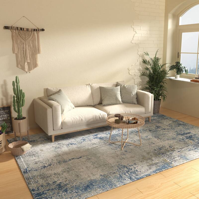 Washable Non-Slip Area Rug,Stain Resistant Low-Pile Carpet,8X10 - 8' X 10'