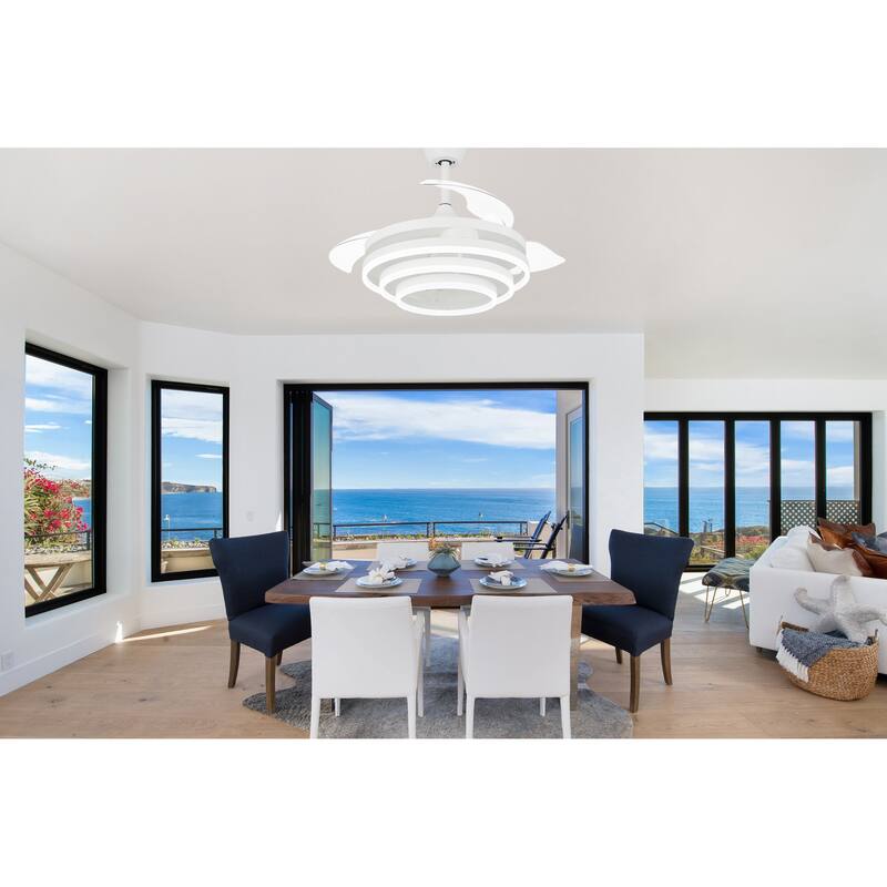 Oaks Aura 42in.Dimmable LED DIY Shape Modern Ceiling Fan With Lights, 6-Speed Latest DC Motor Quiet Ceiling Fan With Remote