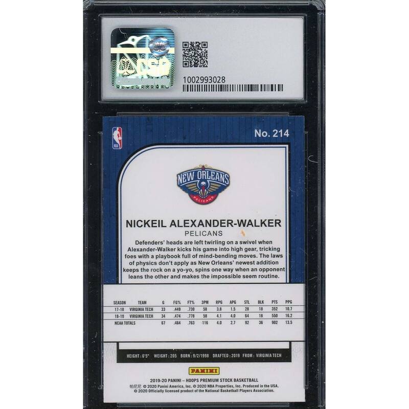 Nickeil Alexander-Walker 2019 Panini Hoops Premium Stock Rookie Card #214 CSG 9 - 8'6" x 11'6"