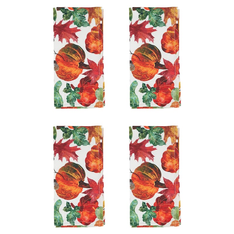 Pumpkin Foliage Design Dinner Napkins (Set of 4)