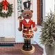 preview thumbnail 11 of 9, Fraser Hill Farm 48-inch Fiberglass Bear Nutcracker Playing Drum Figurine with Music - Multi
