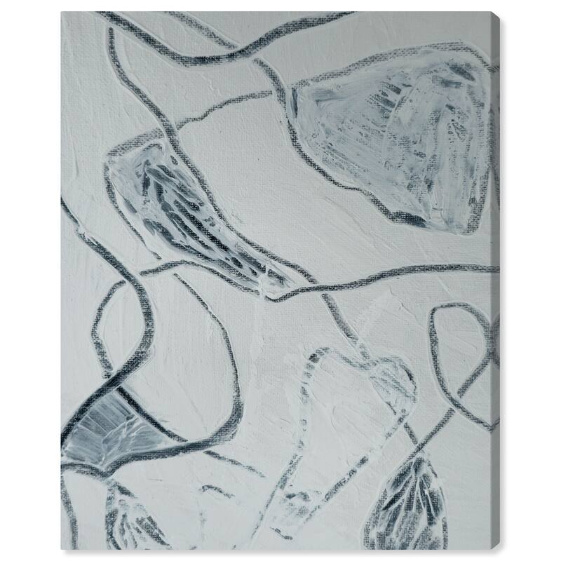 Wynwood Studio Abstract Lanterier Gray and Dark Blue Modern & Contemporary Wall Art Canvas Print
