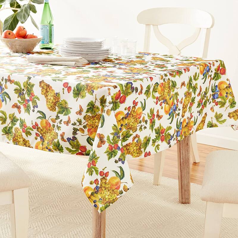 Violet Linen European Garden Fruits Pattern Tablecloth - 52" X 70"