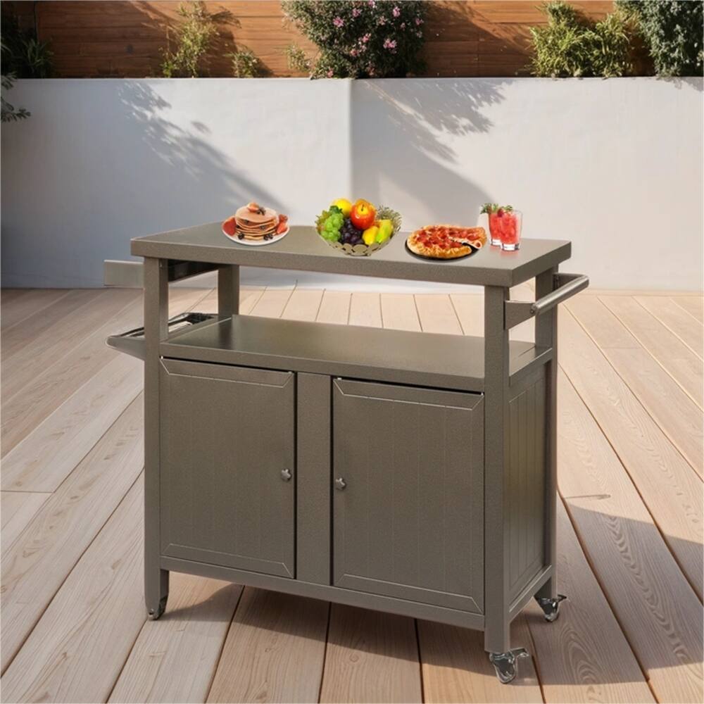 Aluminum Outdoor Storage Cabinet with Universal Wheels