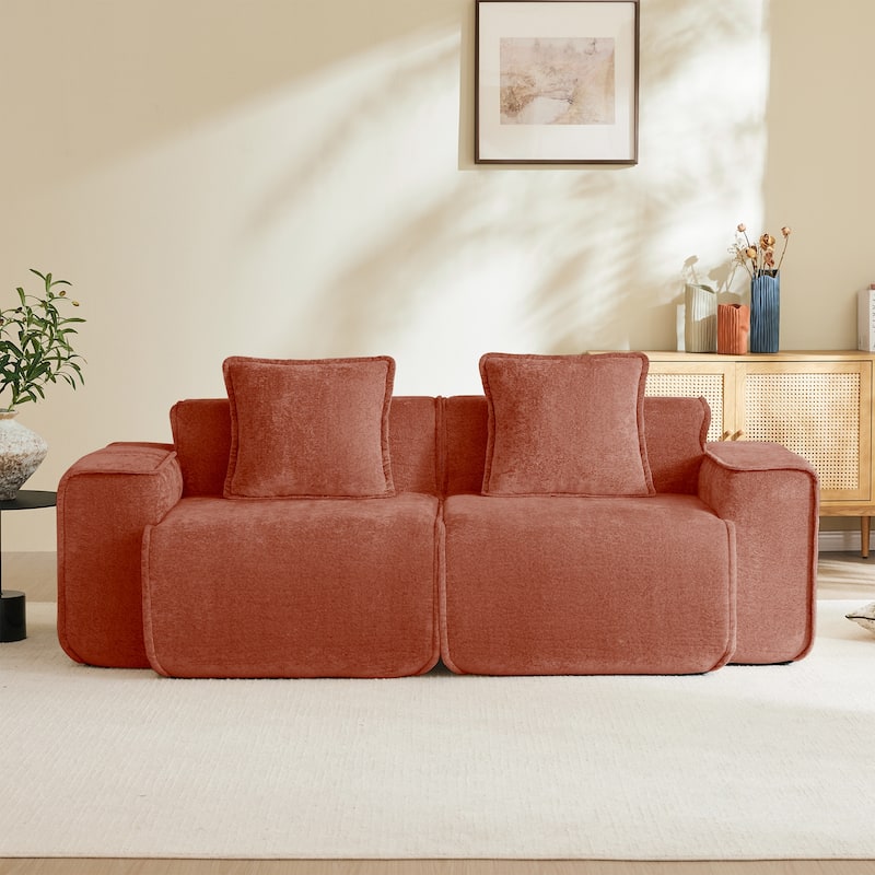 GDFStudio - Harrison Velvet Modular 2-Seater 78.74" Boneless Loveseat Sofa