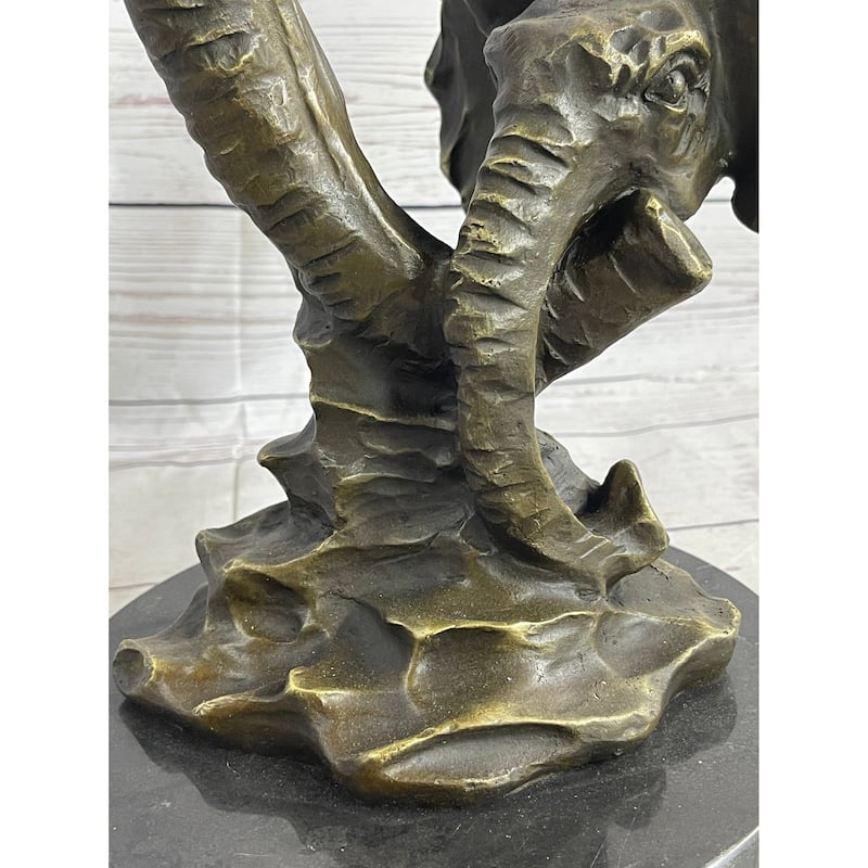 Imitative Elephant Family Abstract Bronze Bust Statue Sculpture Head Signed Modern Art 16 Inches X 13 Inches