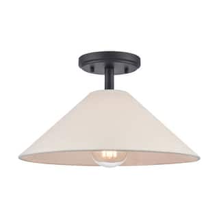 Elk Home Rydell Black With White Parchment Shade 1 Light Semi Flush