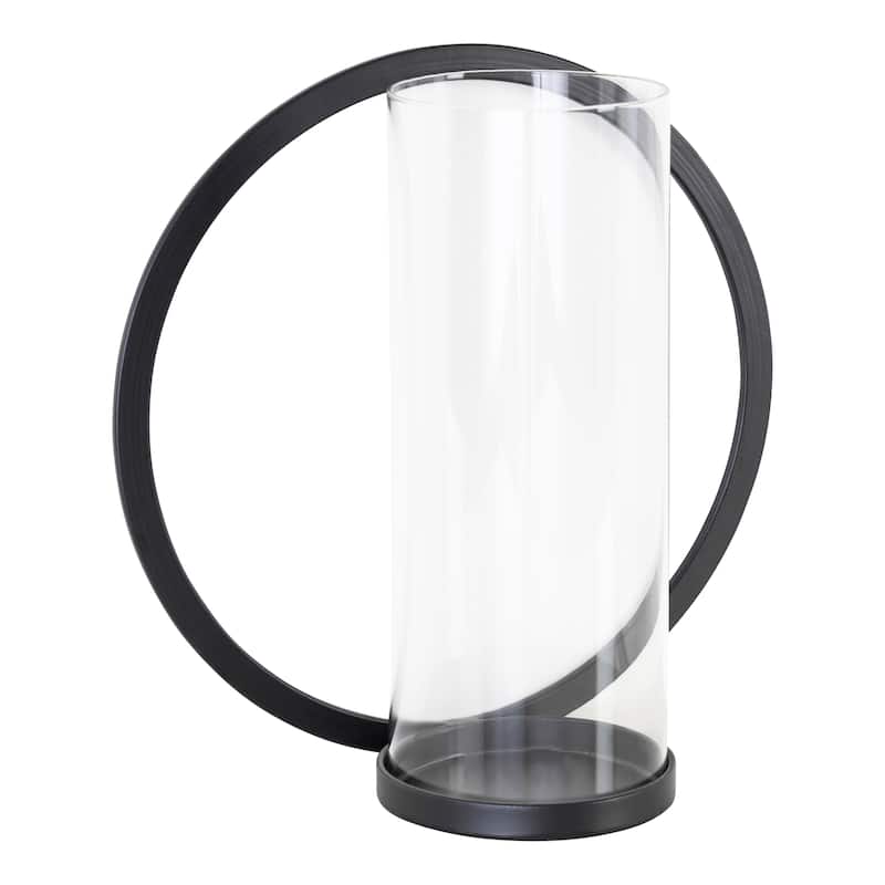 Kate and Laurel Khauli Round Metal Wall Sconce - 12" Diameter - Black