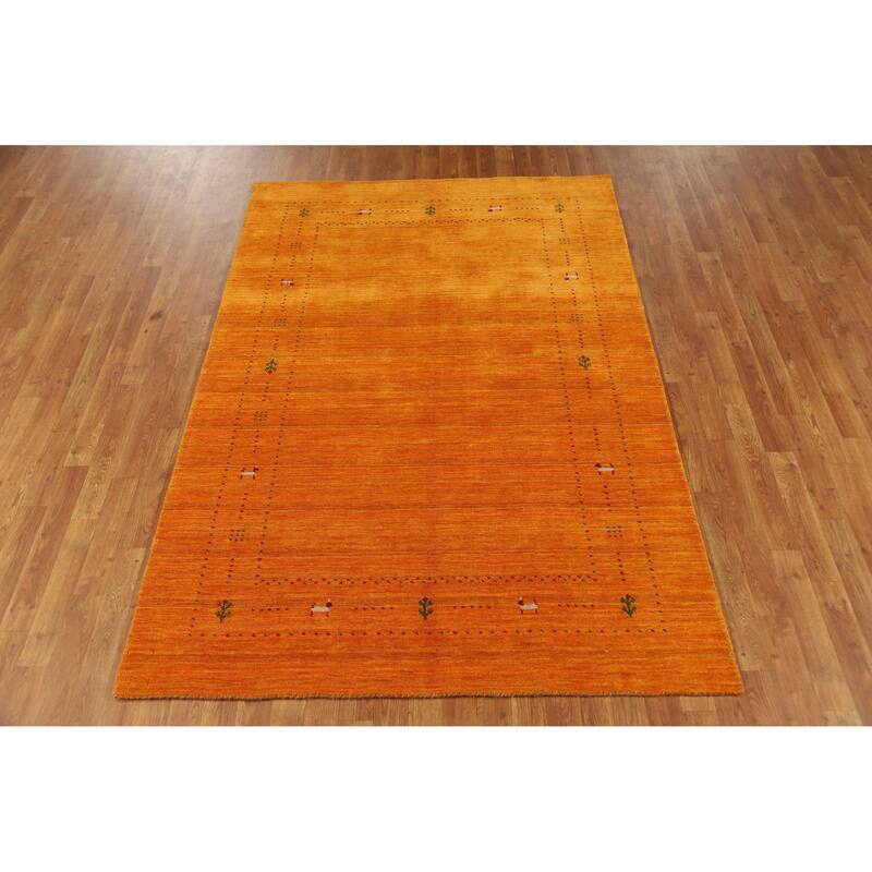Hand Knotted Oriental 100% Wool Carpet Tribal Tribal Oranges & Rust Gabbeh Area Rug - 7' 6'' X 5' 1''