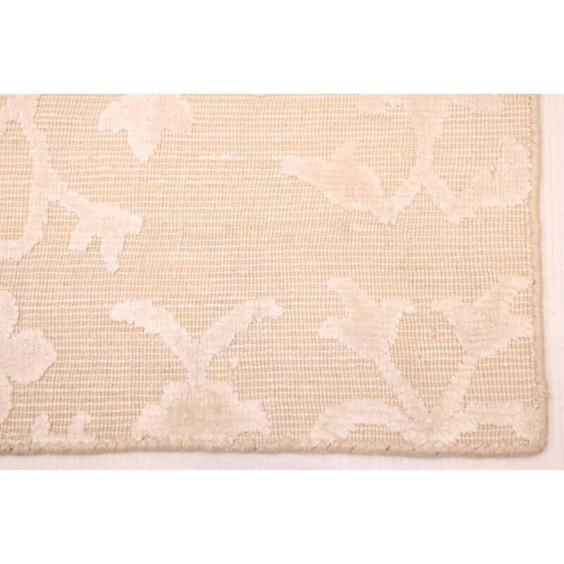 ECARPETGALLERY Hand Loomed Elysian Ivory Viscose, Wool Rug - 8'3 x 11'6
