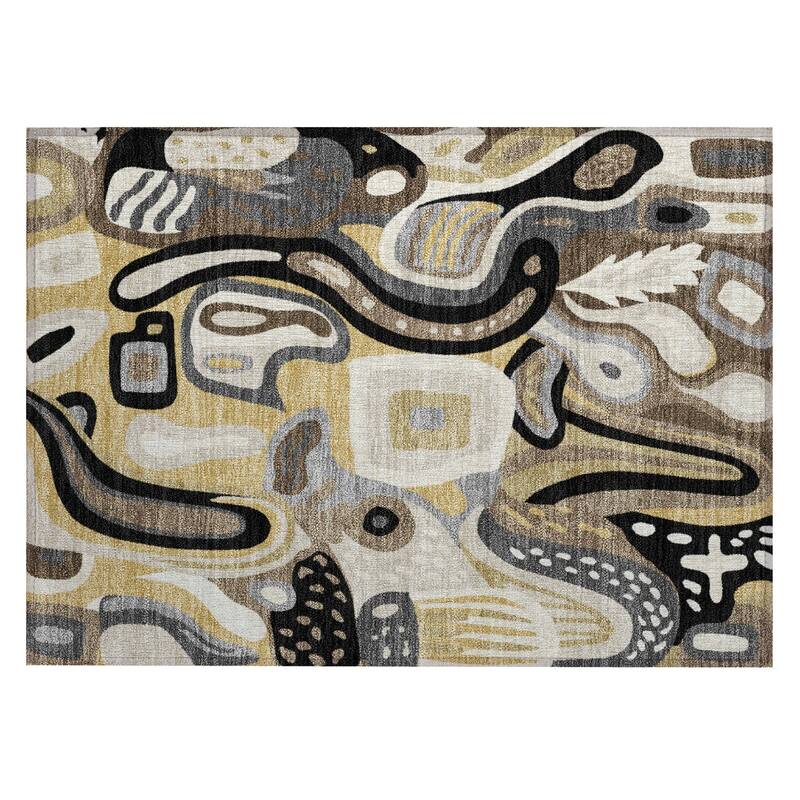 Machine Washable Indoor/ Outdoor Modern Picasy Chantille Rug
