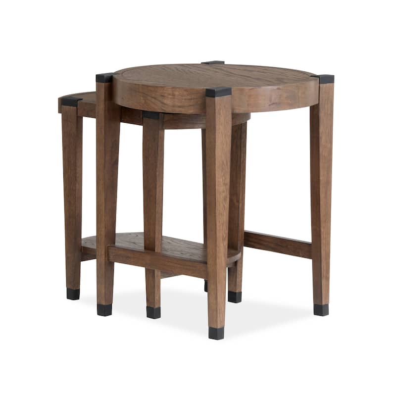 Magnussen Home Kaysen Wallaby and Matte Black Nesting End Table - 22''W x 22''D x 26''H