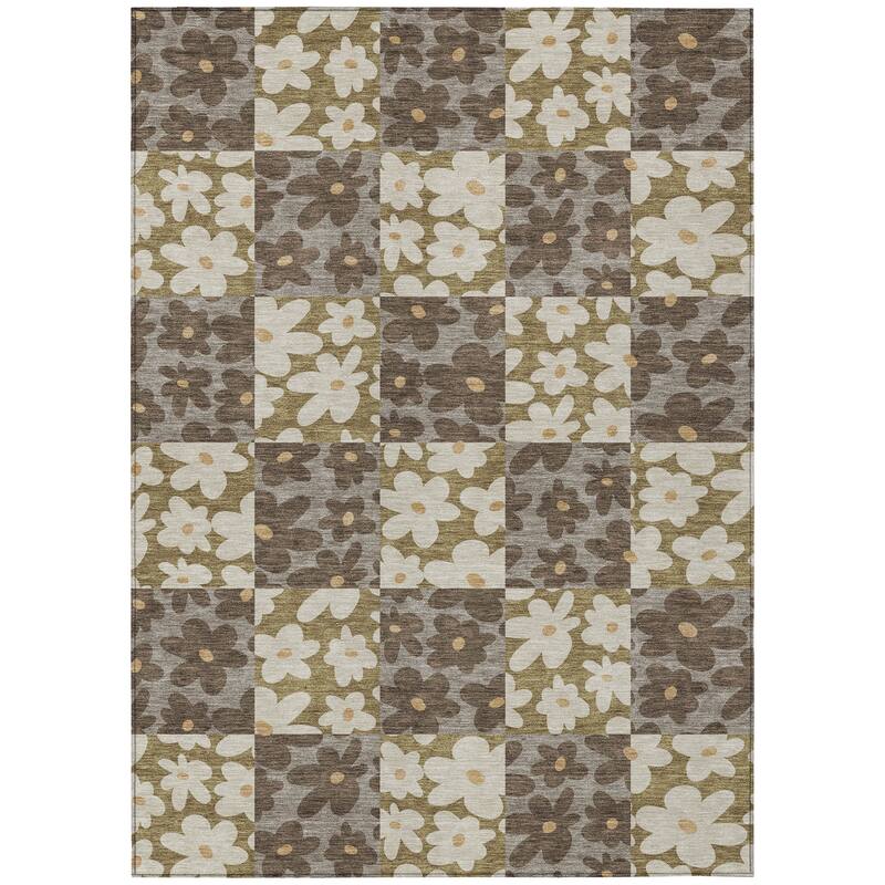 Machine Washable Indoor/ Outdoor Floral Krissy Chantille Rug