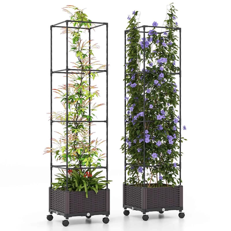 Costway 1/2 PCS 67" Planter Raised Garden Bed with Planter Box - 2 PCS