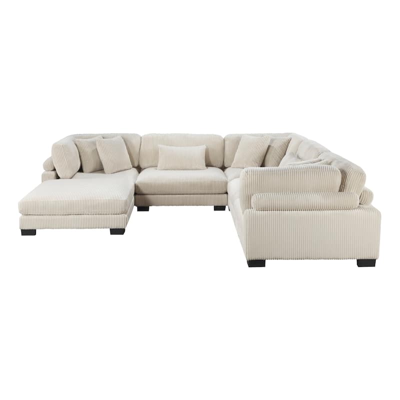 Braidy Corduroy 6-Piece Modular Sectional Sofa with Ottoman