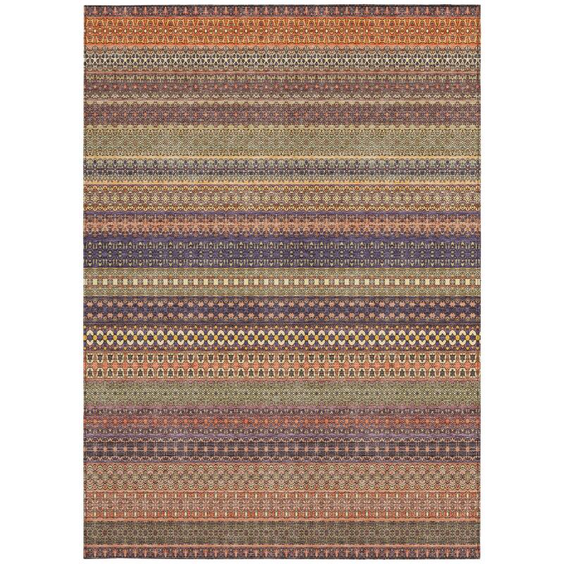 Elri Stripe Weather Resistant Blended Style Outdoor Rug